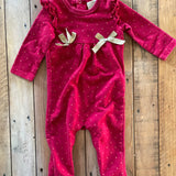 Red Ruffled Polkadot Button Up Pajama | 3-6 mo | First Impressions