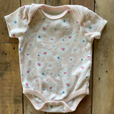Pink Flowers Short Sleeve Onesie | 6-9 mo | Catherine Malandrino