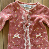 Dusty Rose Lace Ruffle Snap Up Pajama | 0-3 mo | Nicole Miller