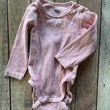 Light Pink Ribbed Organic Long Sleeve Onesie | H&M