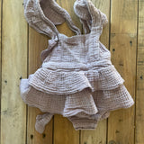 Lilac Ruffle Romper | 0-3 mo