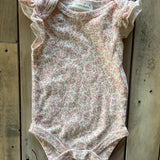 Pink Flowers Flutter Sleeve Short Sleeve Onesie | Laura Ashley
