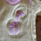 Yellow and Pink Giraffe Onesie | 0-3 mo
