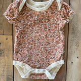 Organic Retro Flowers Short Sleeve Onesie | Rabbit + Bear