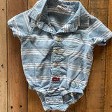 Striped Button Up Onesie | 6-9 mo | Wrangler