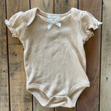 Beige Ribbed Short Sleeve Onesie | Nicole Miller