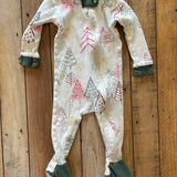 Christmas Tree Print Zip Up Pajama | 3-6 mo | Burt's Bees