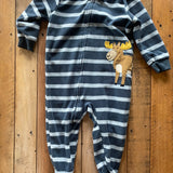 Fleece Moose Zip Up Pajama | 12-18 mo | Carter's