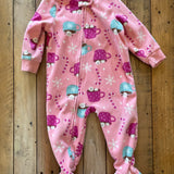 Pink Candy Cane Fleece Zip Up Pajama | 9-12 mo | Carter's