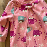 Pink Candy Cane Fleece Zip Up Pajama | 9-12 mo | Carter's
