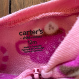 Pink Candy Cane Fleece Zip Up Pajama | 9-12 mo | Carter's
