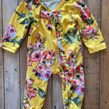 Yellow Flower Button Pajama | 6-9 mo
