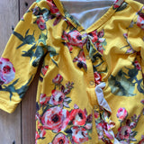 Yellow Flower Button Pajama | 6-9 mo