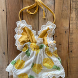 Yellow Lace Pineapple Romper | 6-9 mo