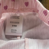 Pink Hearts Ribbed Pants | 3-6 mo