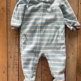 Blue Striped Zip Up Fleece Pajama