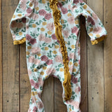 Flowers & Frills Zip Up Pajama | 3-6 mo | Mud Pie