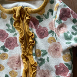 Flowers & Frills Zip Up Pajama | 3-6 mo | Mud Pie