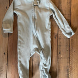 Light Blue Ribbed Zip Up Pajama | Cloud Island