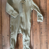 Green Ribbed Zip Up Pajama | Cloud Island