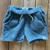 Blue Muslin Organic Shorts | Rabbit + Bear