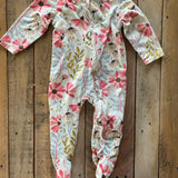 Floral Zip Up Pajama | 3-6 mo | Chickadee