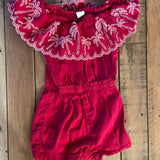 Red Off Shoulder Romper | 12-18 mo | Old Navy