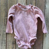 Organic Ribbed Pink Long Sleeve Onesie | 3-6 mo | H&M