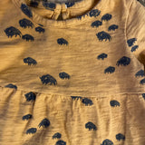 Mustard Dark Bison Print Dress | 12-18 mo | Little Co.