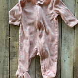 Ribbed Flowers Zip Up Pajama | 0-3 mo | Carter's