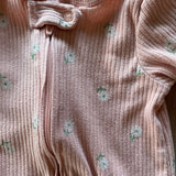Ribbed Flowers Zip Up Pajama | 0-3 mo | Carter's