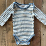 Blue Striped Onesie | 0-3 mo | The Peanut Shell