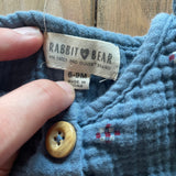 Waffle Blue Romper | 6-9 mo | Rabbit + Bear