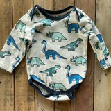 Dinos Long Sleeve Onesie | 6-9 mo | Monica & Andy