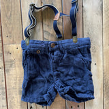 Navy Linen Shorts with Suspenders | Zara