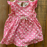 Pink Polkadot Romper Dress | 6-9 mo | First Impressions