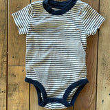 White & Navy Blue Stripe Onesie | 3-6 mo | Carter's