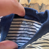 White & Navy Blue Stripe Onesie | 3-6 mo | Carter's