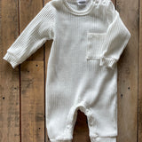 White Ribbed Romper