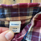 Plaid Red Polo Long Sleeve | 3-6 mo | Old Navy