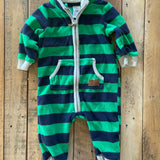 Green Stripe Zip Up Fleece Jumpsuit | 3-6 mo | Carter's