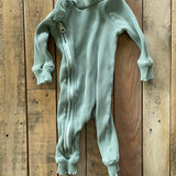 Green Ribbed Zip Up Romper