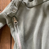 Green Ribbed Zip Up Romper