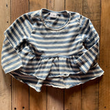 Blue & White Peplum Striped Top | 12-18 mo
