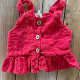 Red Eyelet Ruffled Top | 9-12