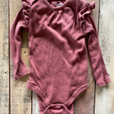 Maroon Ruffle Shoulder Long Sleeve Onesie | Garanimals
