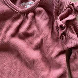 Maroon Ruffle Shoulder Long Sleeve Onesie | Garanimals