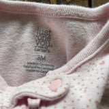 Pink Heart Zip Up Pajama | 0-3 mo | Carter's
