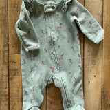 Green Floral Zip Up Pajama | 0-3 mo | Carter's