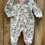 White Safari Button Up Pajama | 0-3 mo | Carter's